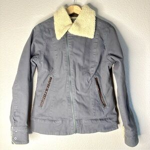 Women's Mountain Khakis Ranch Shearling Sherpa Cotton Grey Jacket XS